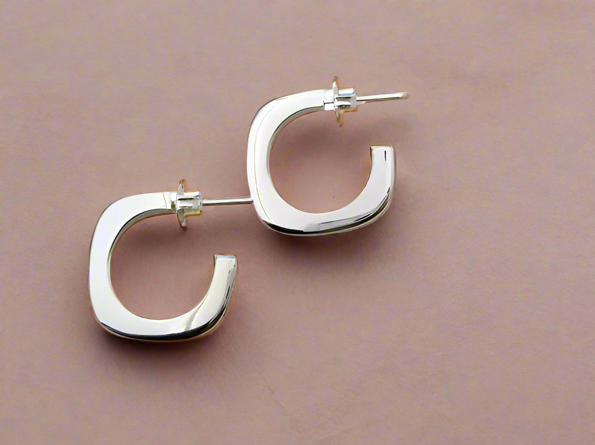 Sterling Silver Smooth Cardboard Square Earrings