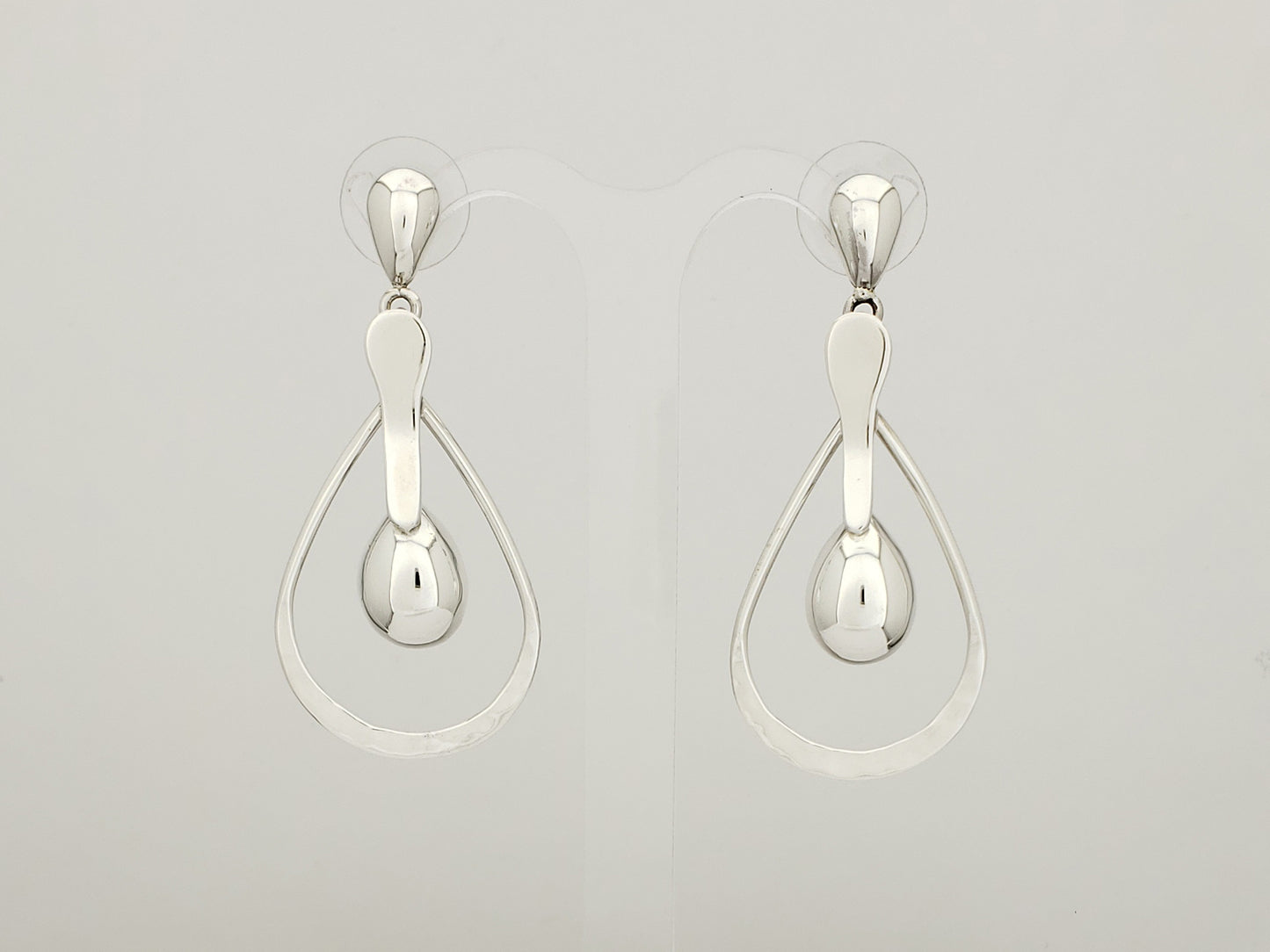 Sterling Silver Mart/Silhouette Drop Earrings with Smooth Tongue and Drop