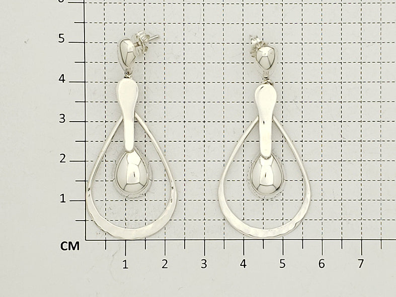Sterling Silver Mart/Silhouette Drop Earrings with Smooth Tongue and Drop