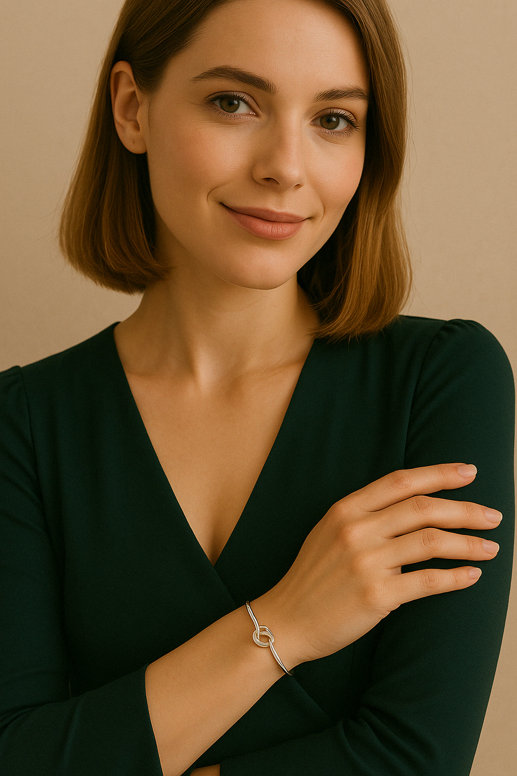 Sterling Silver Smooth Wire Knot Bracelet - Elegant and Versatile