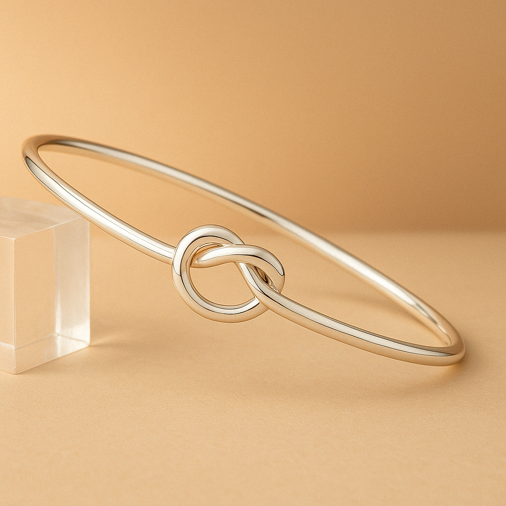 Sterling Silver Smooth Wire Knot Bracelet - Elegant and Versatile