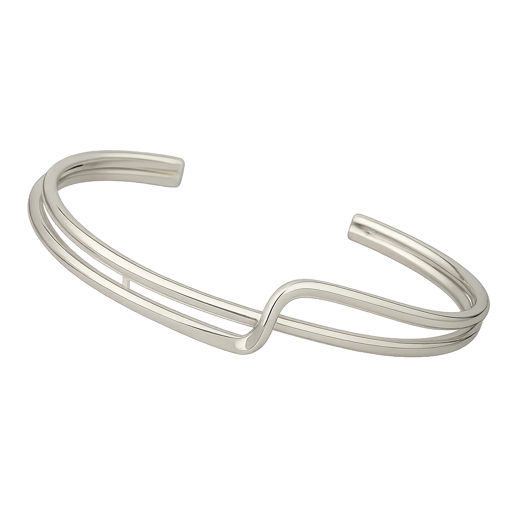 Sterling Silver Smooth Wire Bracelet with Pinch