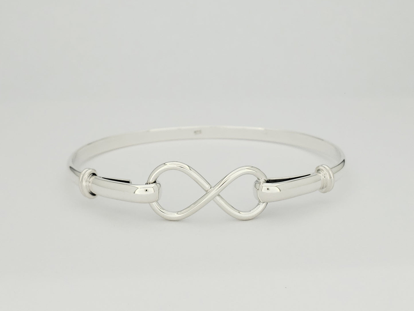 Sterling Silver Half Round Bracelet with Infinity Design