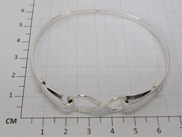 Sterling Silver Half Round Bracelet with Infinity Design