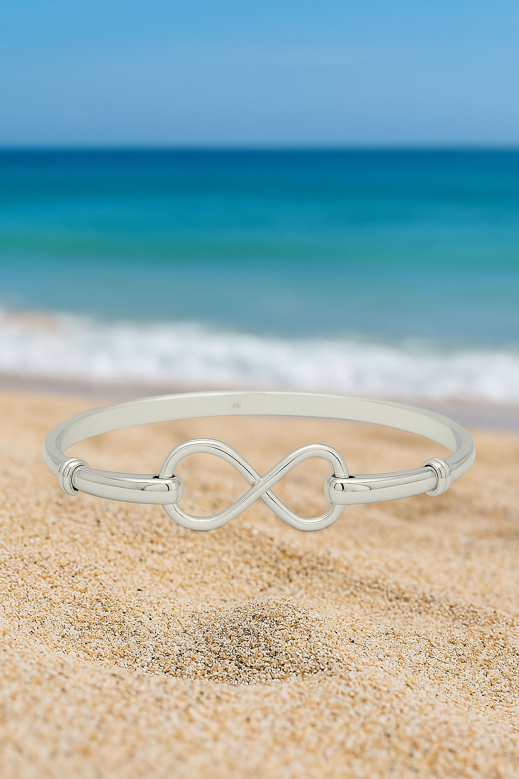 Sterling Silver Half Round Bracelet with Infinity Design