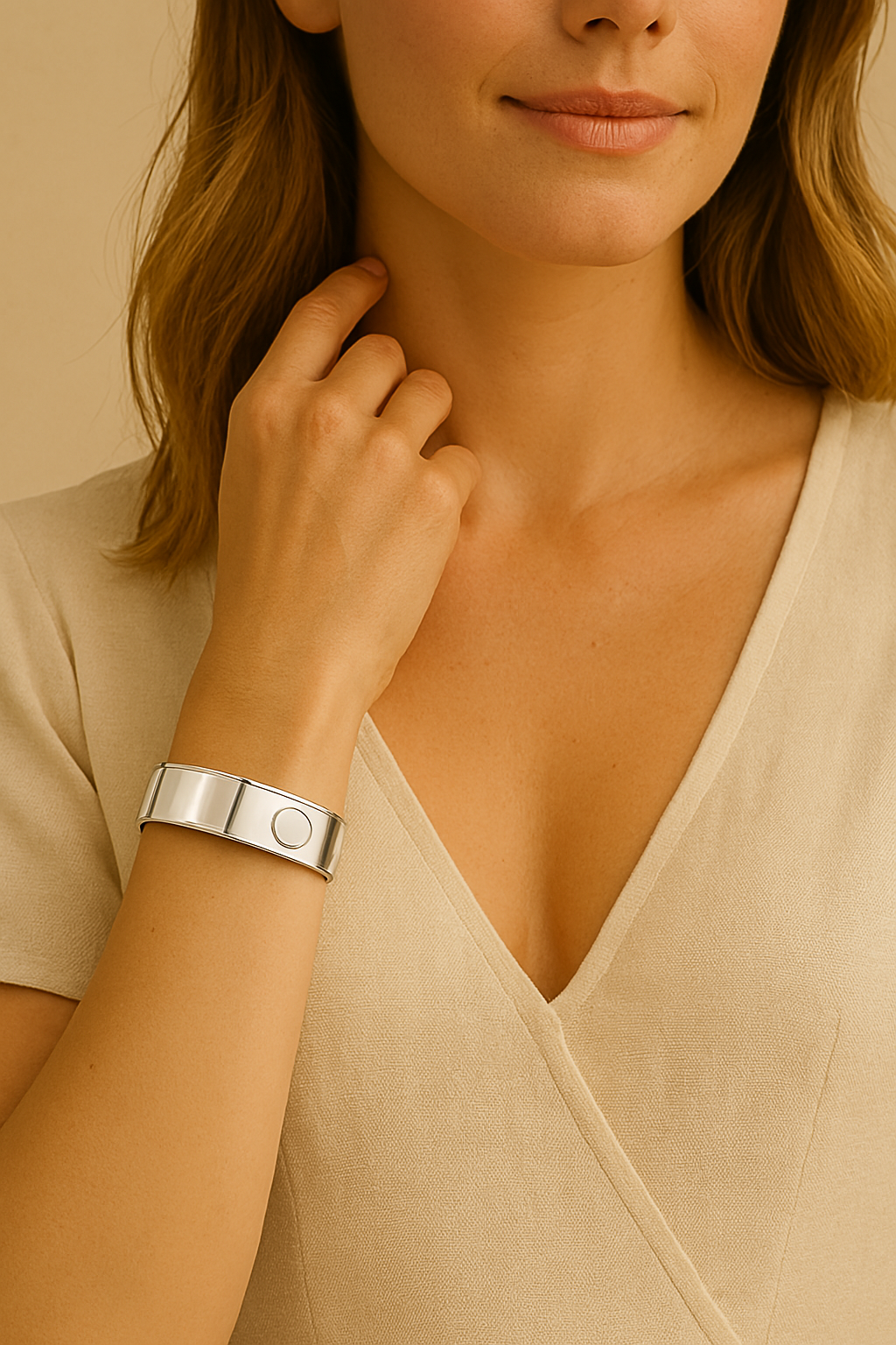 Sterling Silver Smooth Cardboard Bracelet with Pearl Center