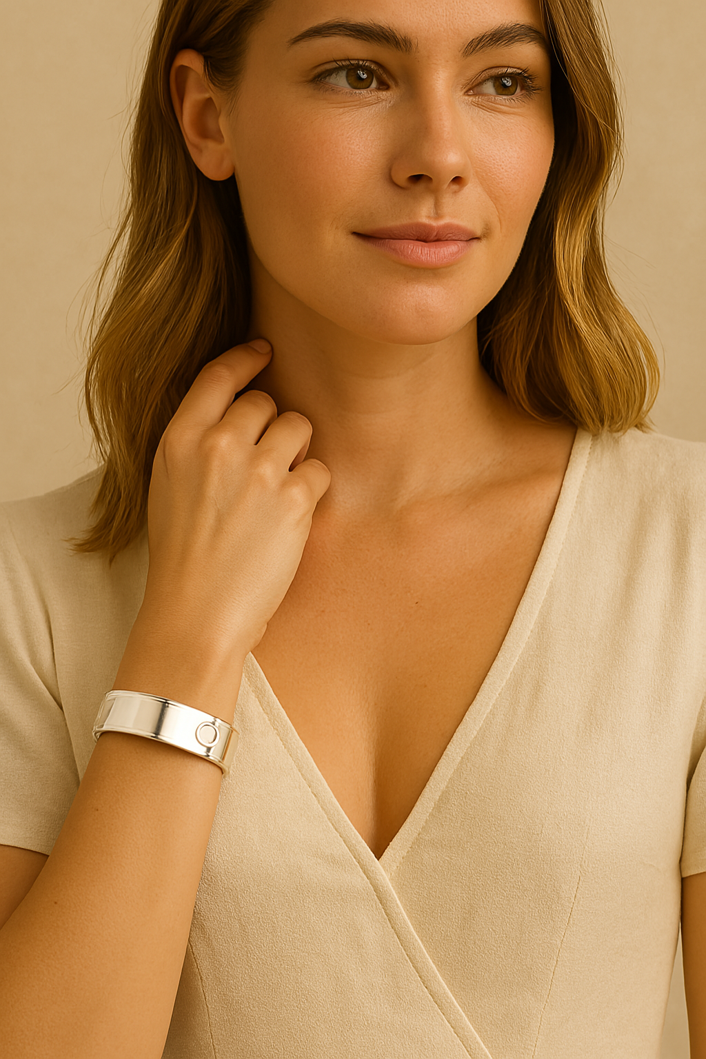 Sterling Silver Smooth Cardboard Bracelet with Pearl Center