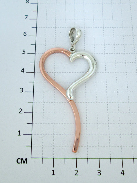 Two-Tone Sterling Silver & Copper Christmas Tie Heart Pendant