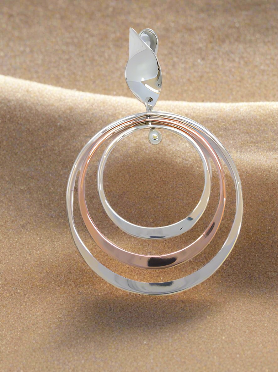Sterling Silver Pendant with Three Bright Hoops and Seed
