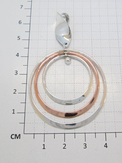 Sterling Silver Pendant with Three Bright Hoops and Seed