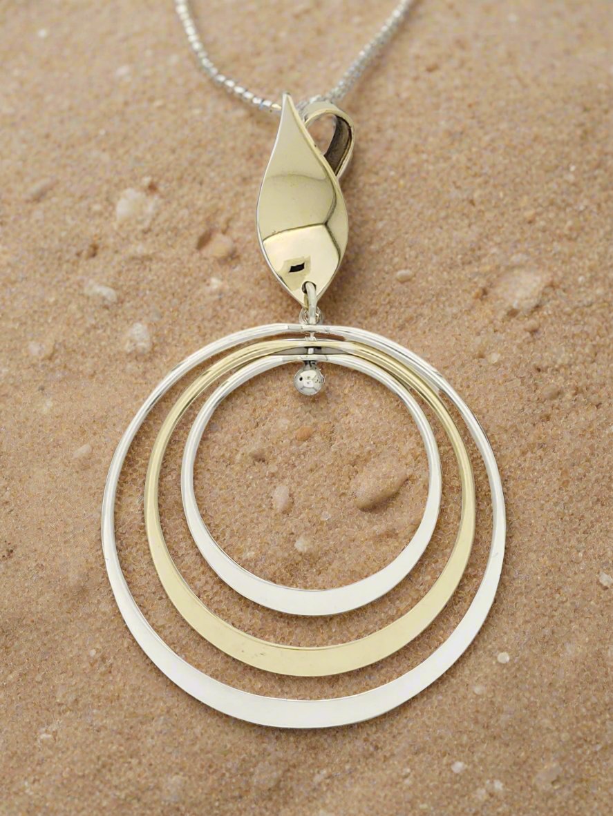 Two-Tone Sterling Silver and Tumbaga Pendant - Modern Elegance