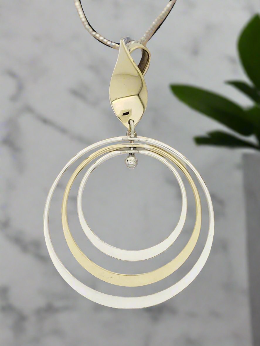 Two-Tone Sterling Silver and Tumbaga Pendant - Modern Elegance