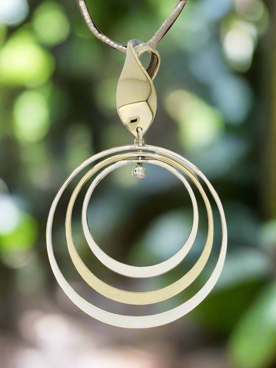 Two-Tone Sterling Silver and Tumbaga Pendant - Modern Elegance