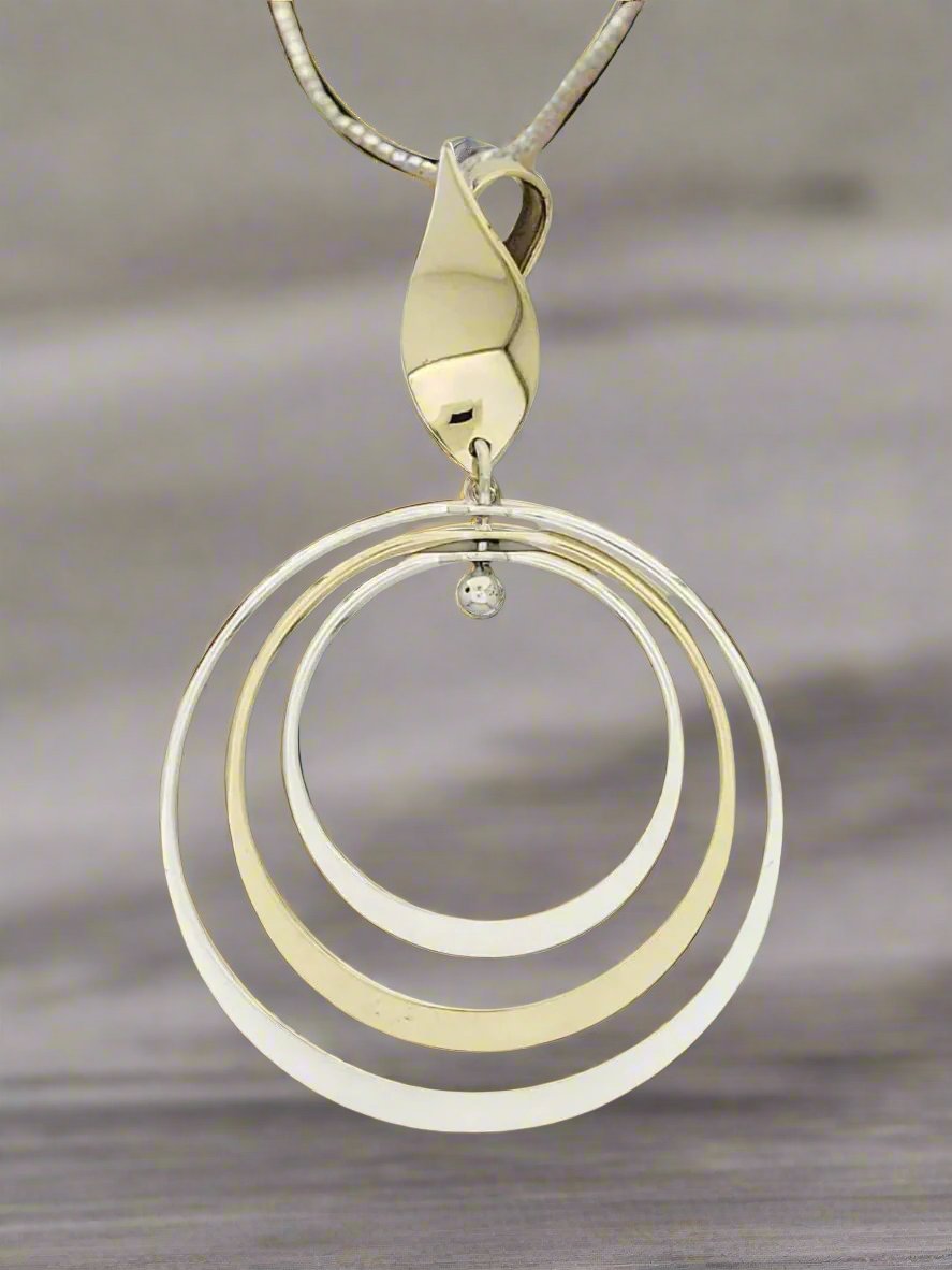 Two-Tone Sterling Silver and Tumbaga Pendant - Modern Elegance