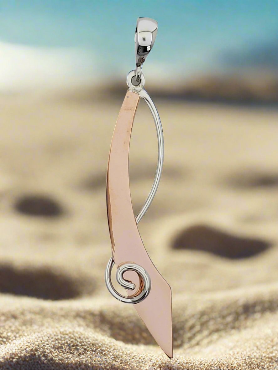 Sterling Silver Machete Pendant with Spiral – Two-Tone