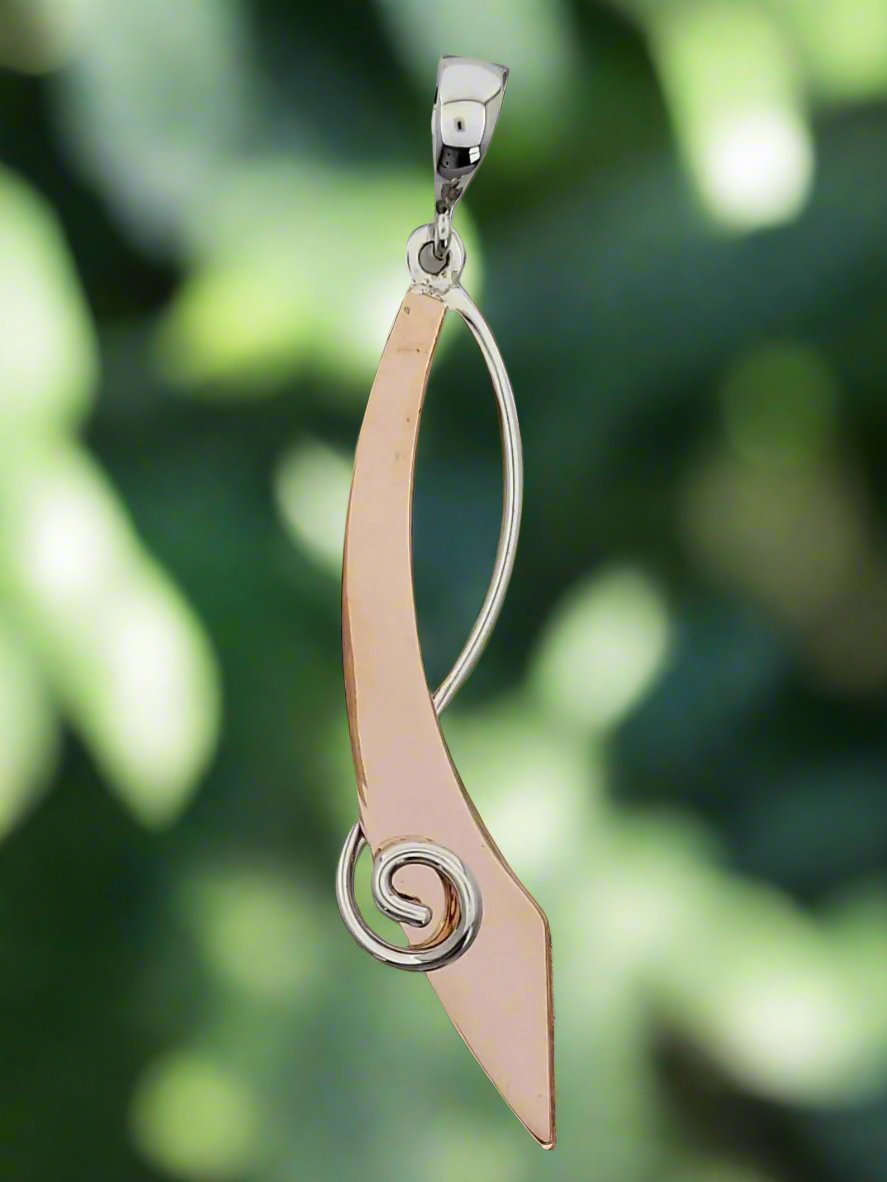 Sterling Silver Machete Pendant with Spiral – Two-Tone