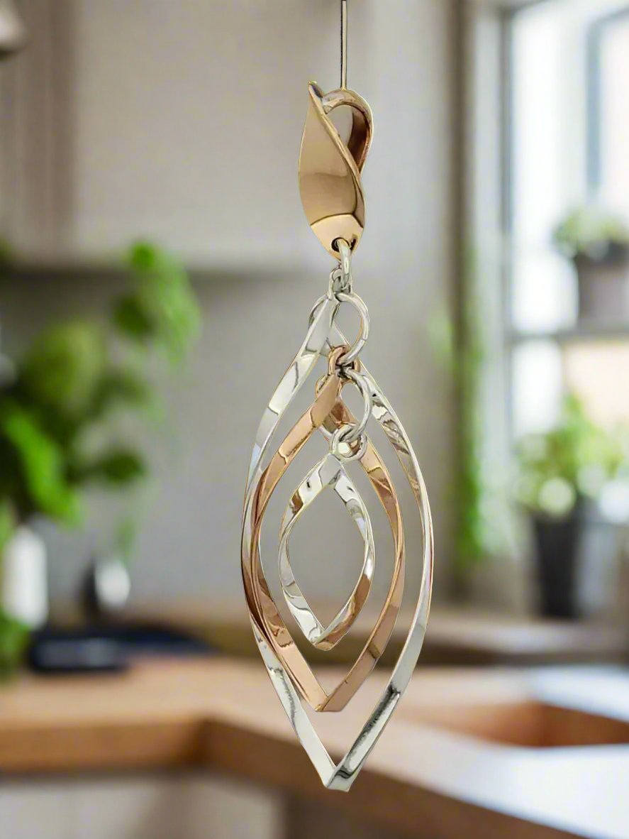 Two-Tone Sterling Silver Triple Almond Pendant with Copper