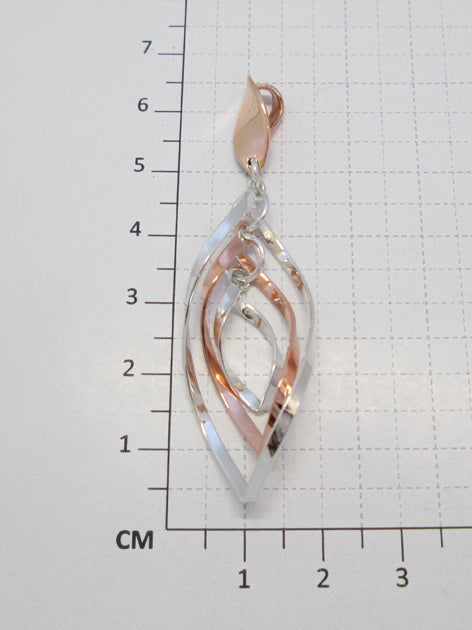 Two-Tone Sterling Silver Triple Almond Pendant with Copper