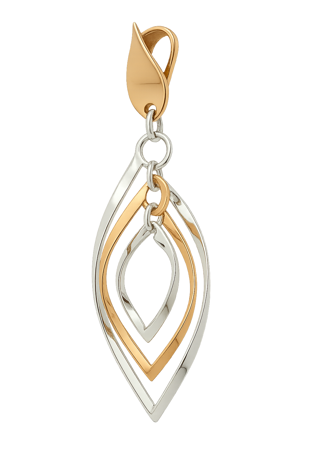Two-Tone Sterling Silver Triple Almond Pendant with Copper