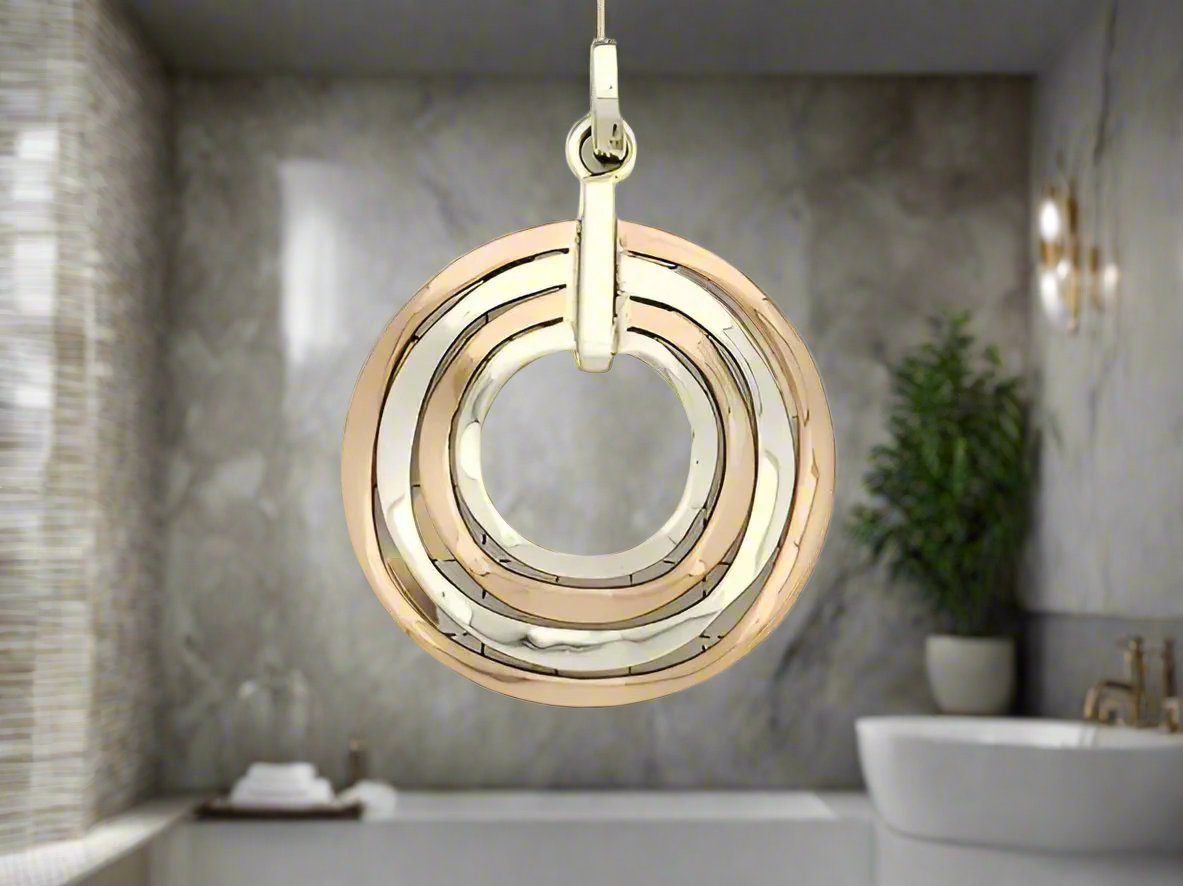Two-Tone Sterling Silver Slope Wavy Hoops Pendant