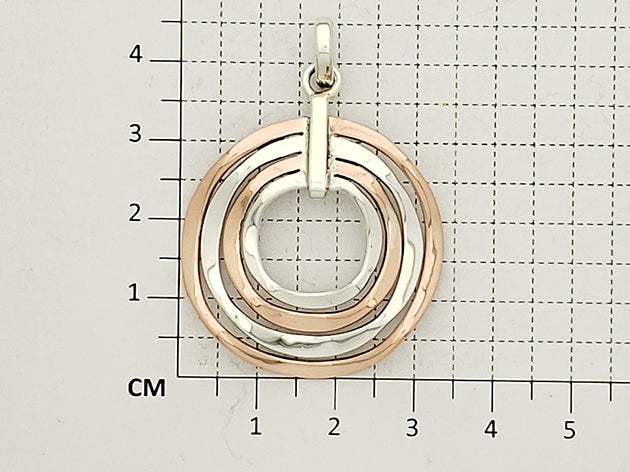 Two-Tone Sterling Silver Slope Wavy Hoops Pendant