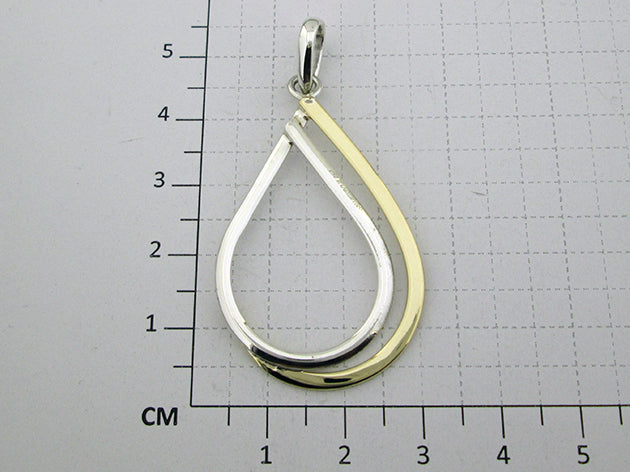 Two-Tone Sterling Silver Double Drop Pendant with Tumbaga – Chic Design