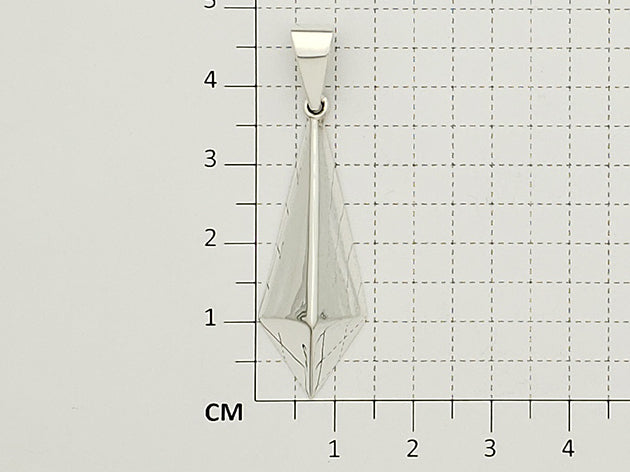Smooth Glossy Triangle Sterling Silver Pendant with Band