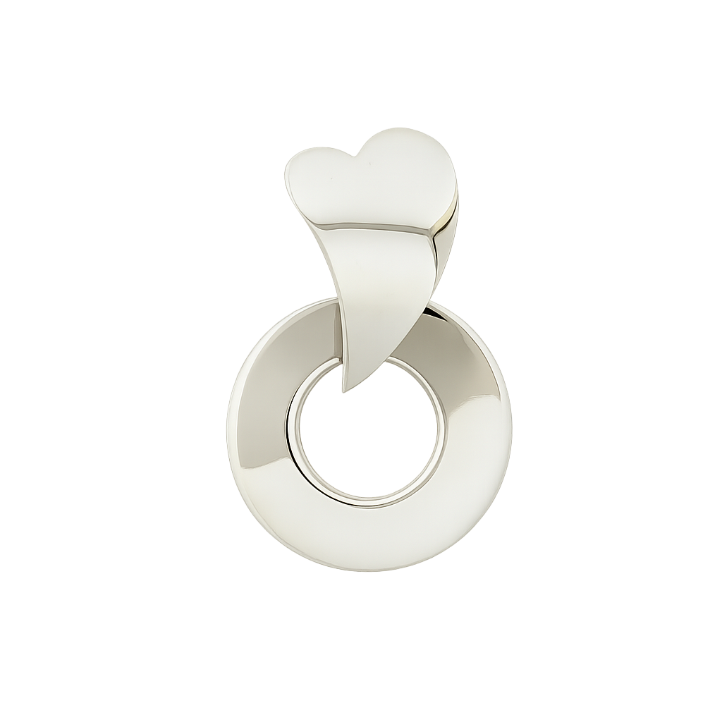 Flat Hoop Sterling Silver Pendant with Inlaid Heart