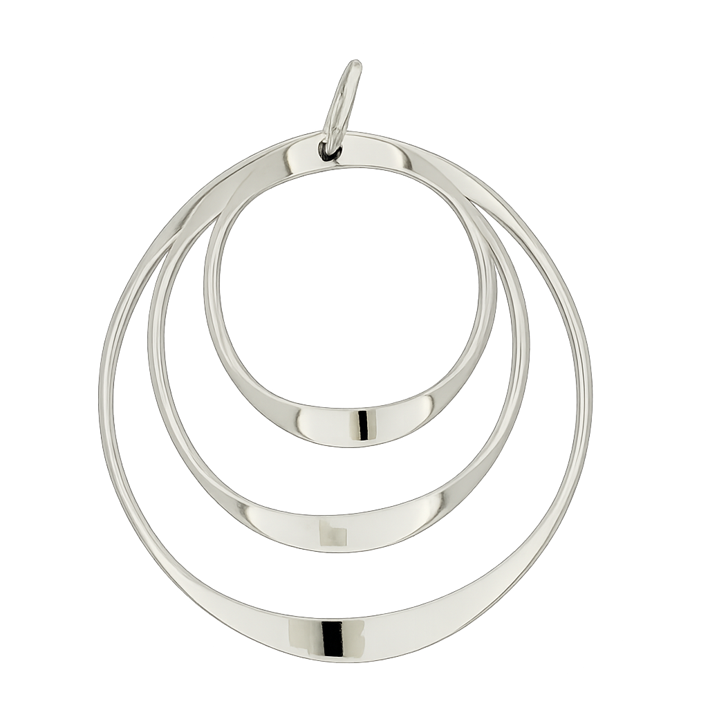 Sterling Silver Three Gloss Wavy Hoops Pendant