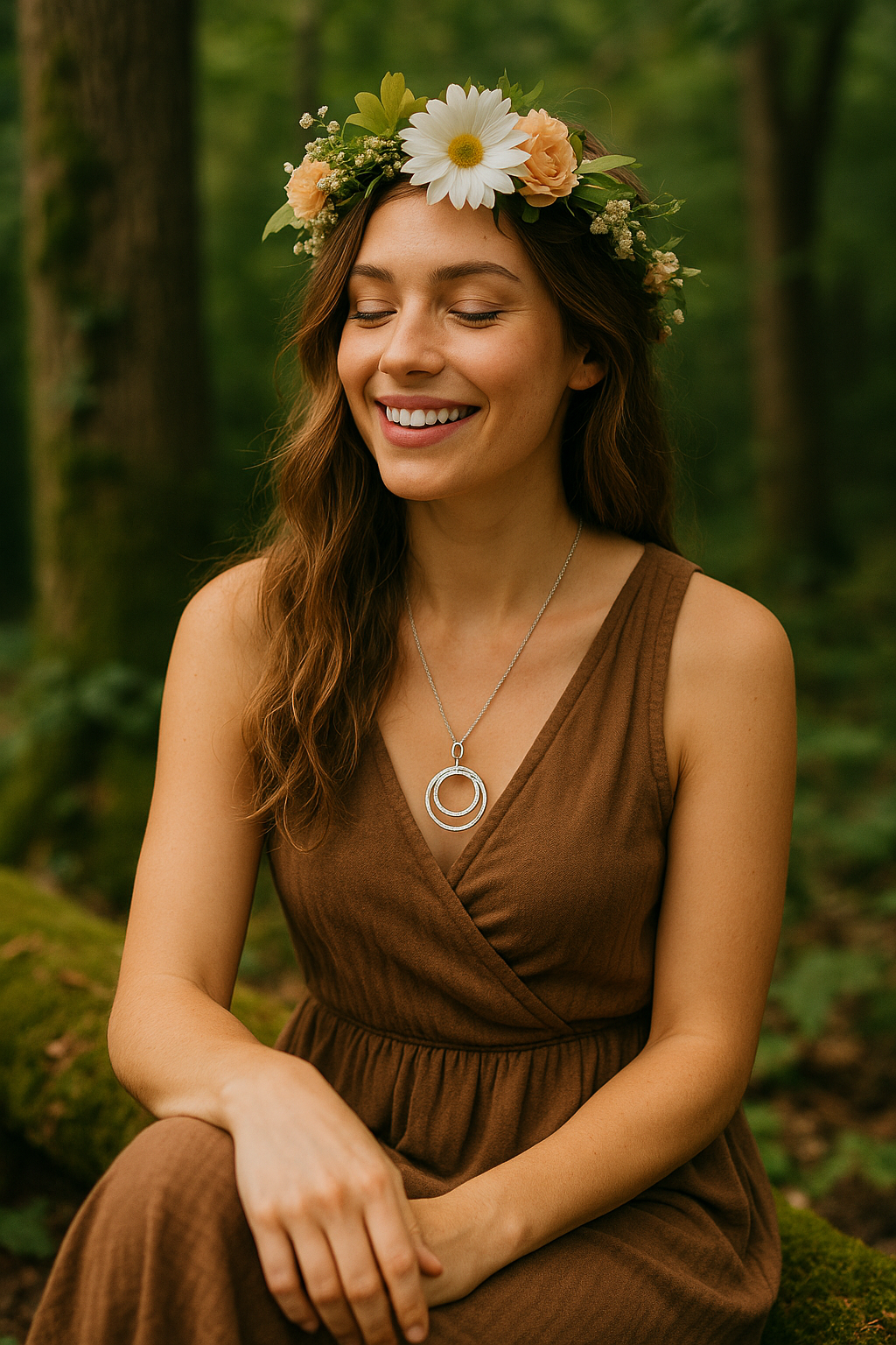 Sterling Silver Wavy Hoops Pendant