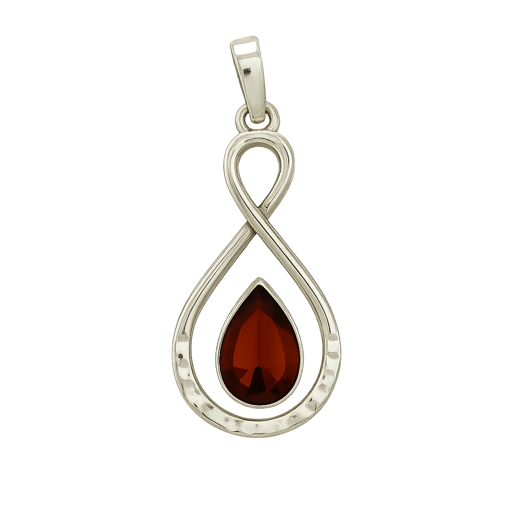 Sterling Silver Double Drop Pendant with Amber Stone