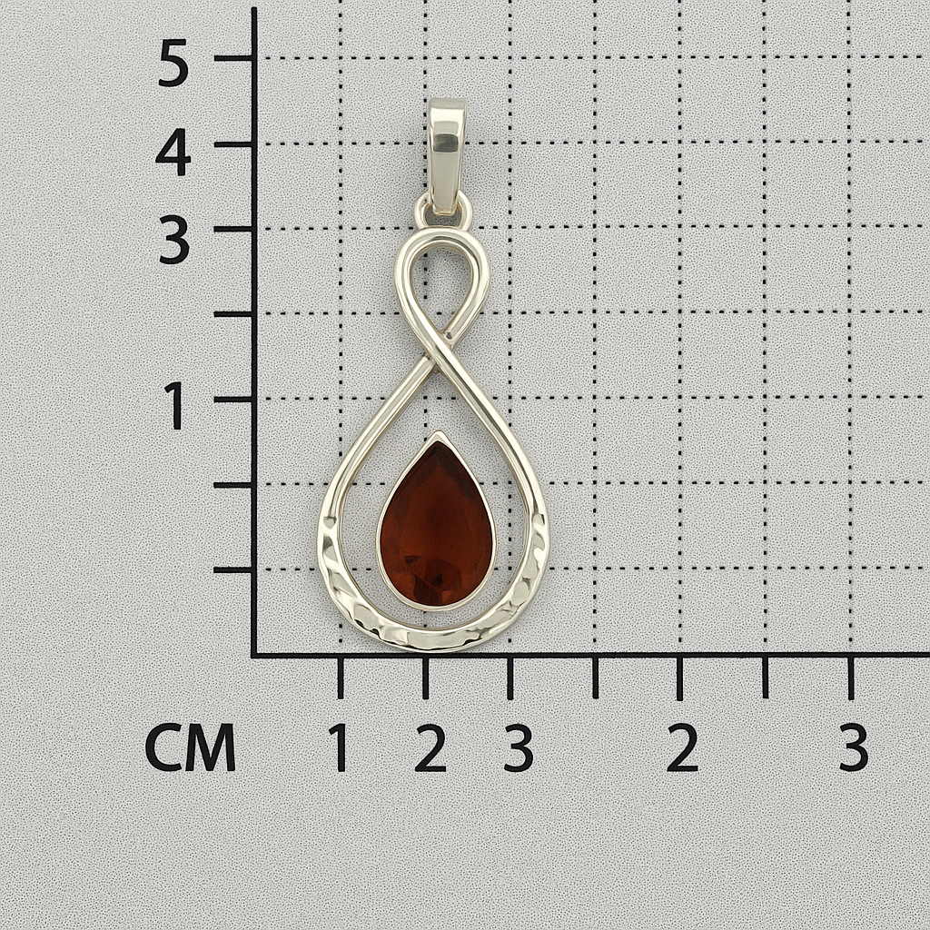Sterling Silver Double Drop Pendant with Amber Stone