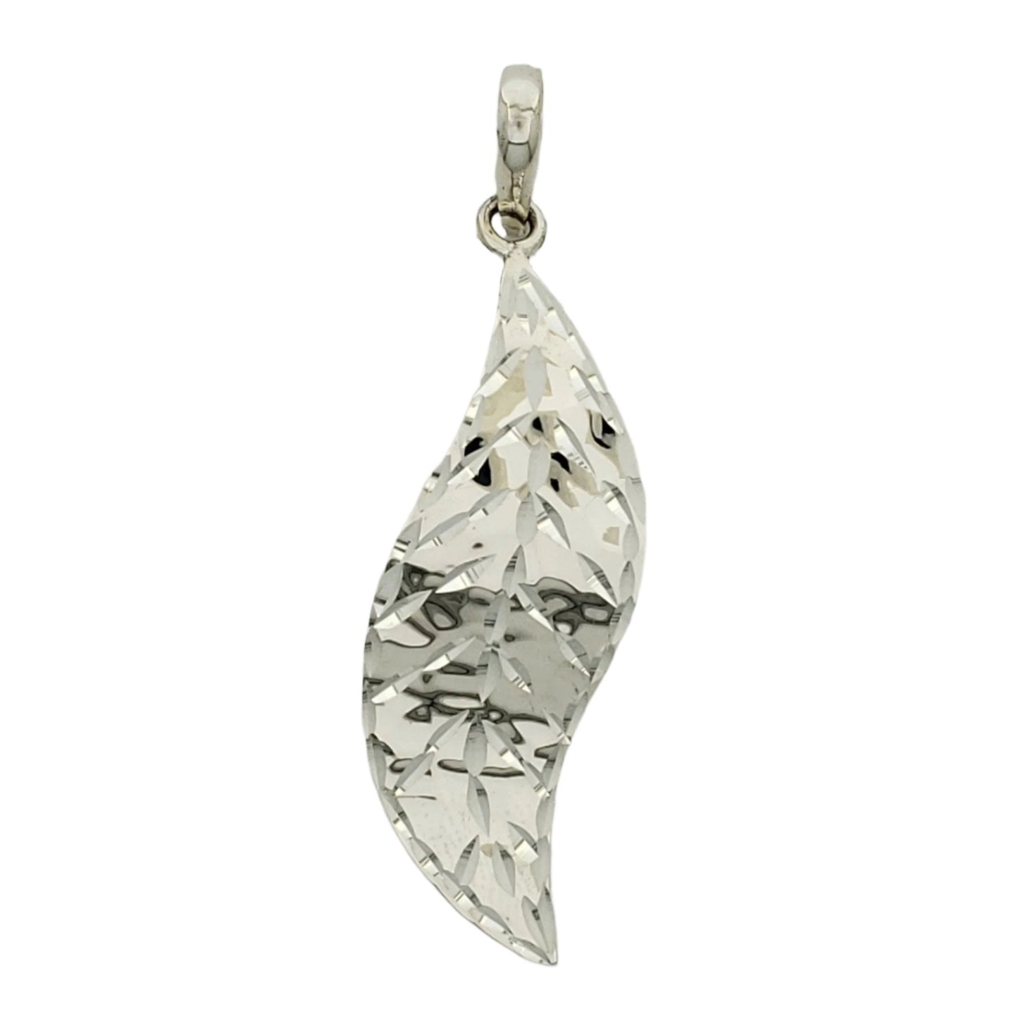 Sterling Silver Hammered Blade Pendant with Diamond
