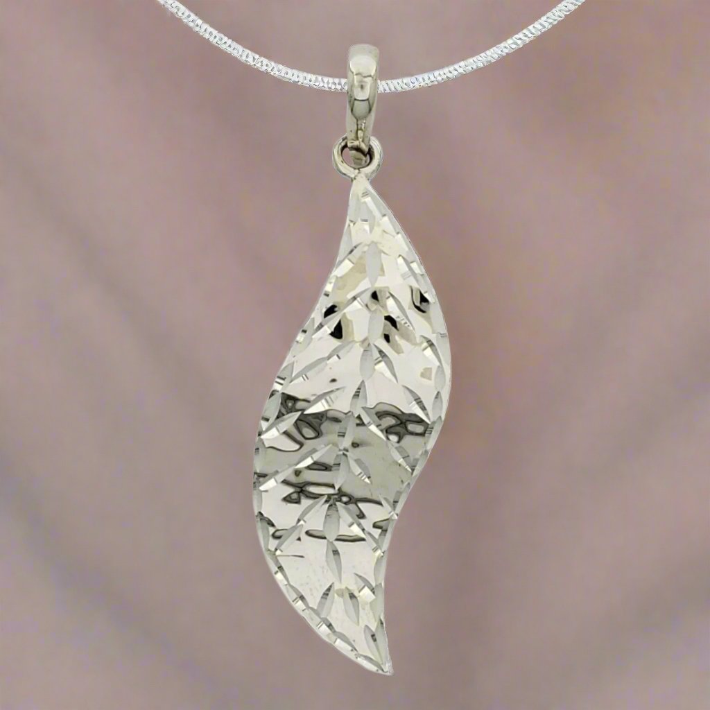 Sterling Silver Hammered Blade Pendant with Diamond