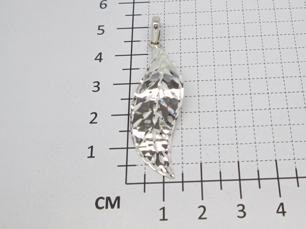 Sterling Silver Hammered Blade Pendant with Diamond