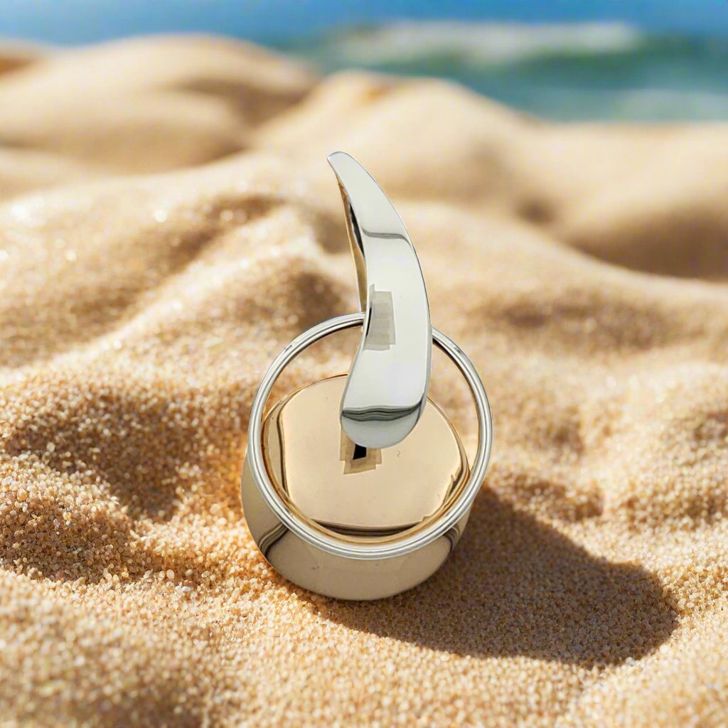 Sterling Silver Disc Pendant with Hoop and Smooth Bent Droop