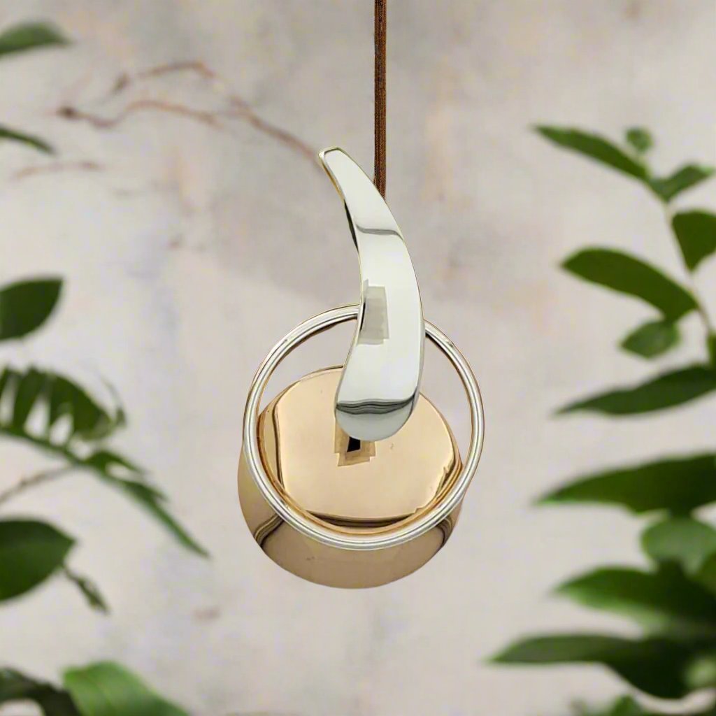 Sterling Silver Disc Pendant with Hoop and Smooth Bent Droop