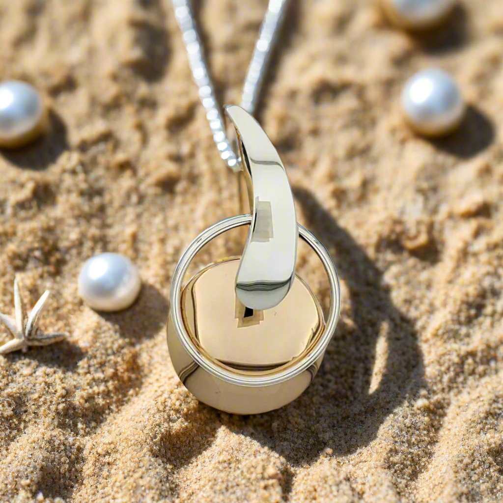 Sterling Silver Disc Pendant with Hoop and Smooth Bent Droop