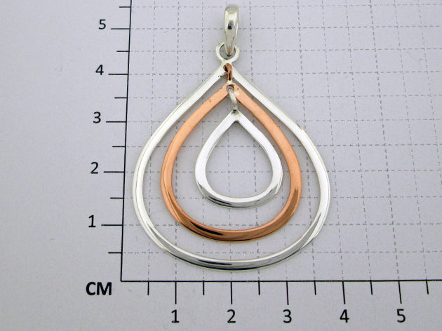 Sterling Silver Triple Opening Smooth Movable Drop Pendant with Copper