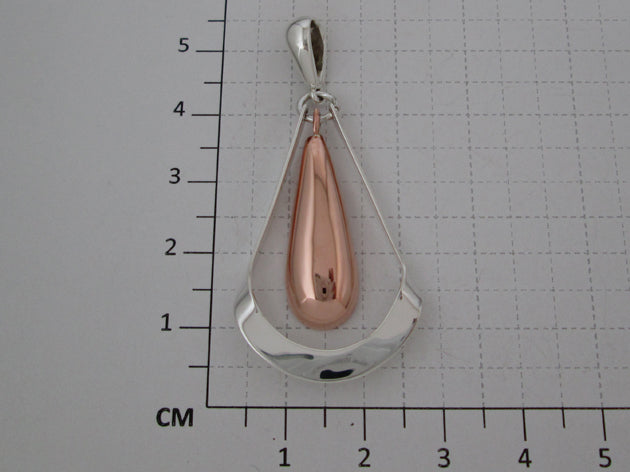 Sterling Silver Large Silhouette Drop Pendant with Copper Accent