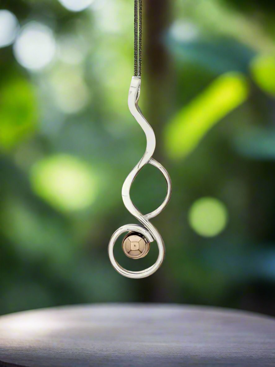 Sterling Silver Silhouette Pendant with Smooth Copper Cap