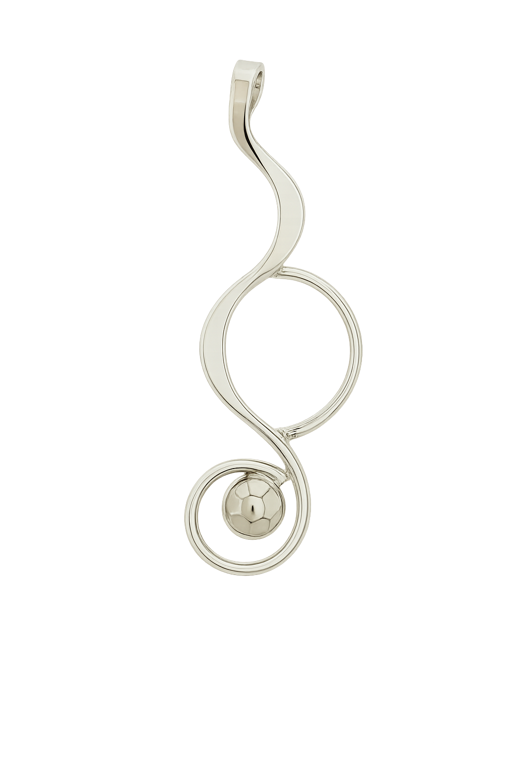 Sterling Silver Spiral Slope Pendant with Half Hammered Bushing