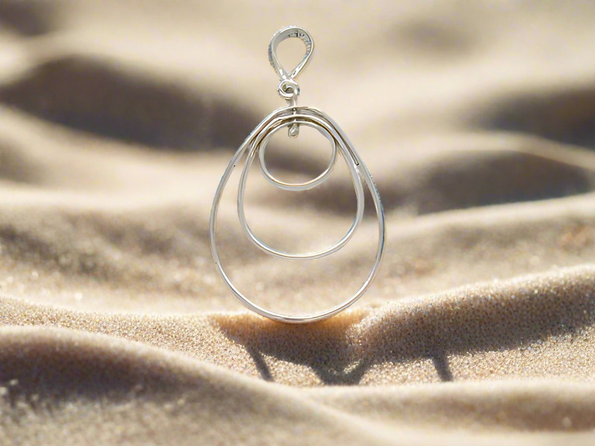 Sterling Silver Movable Drop Pendant with Small Hoop