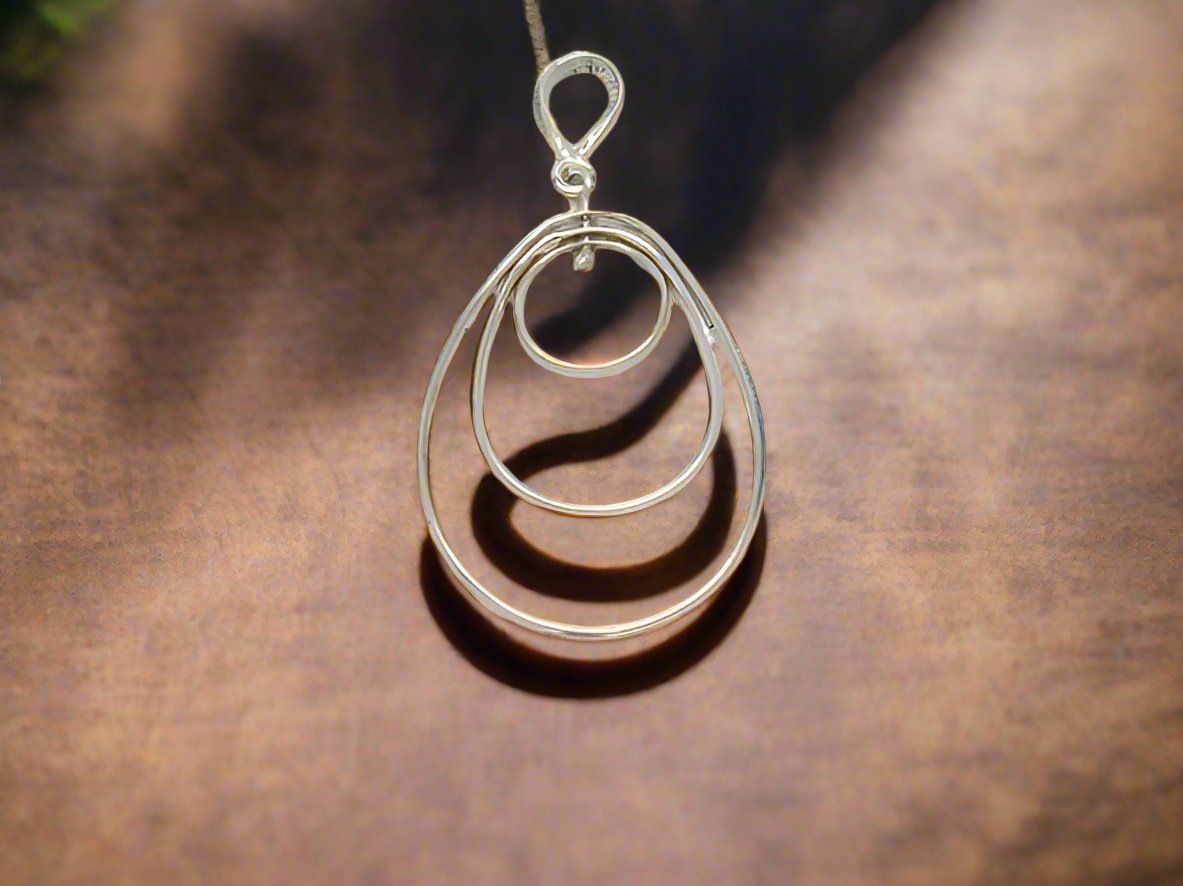 Sterling Silver Movable Drop Pendant with Small Hoop