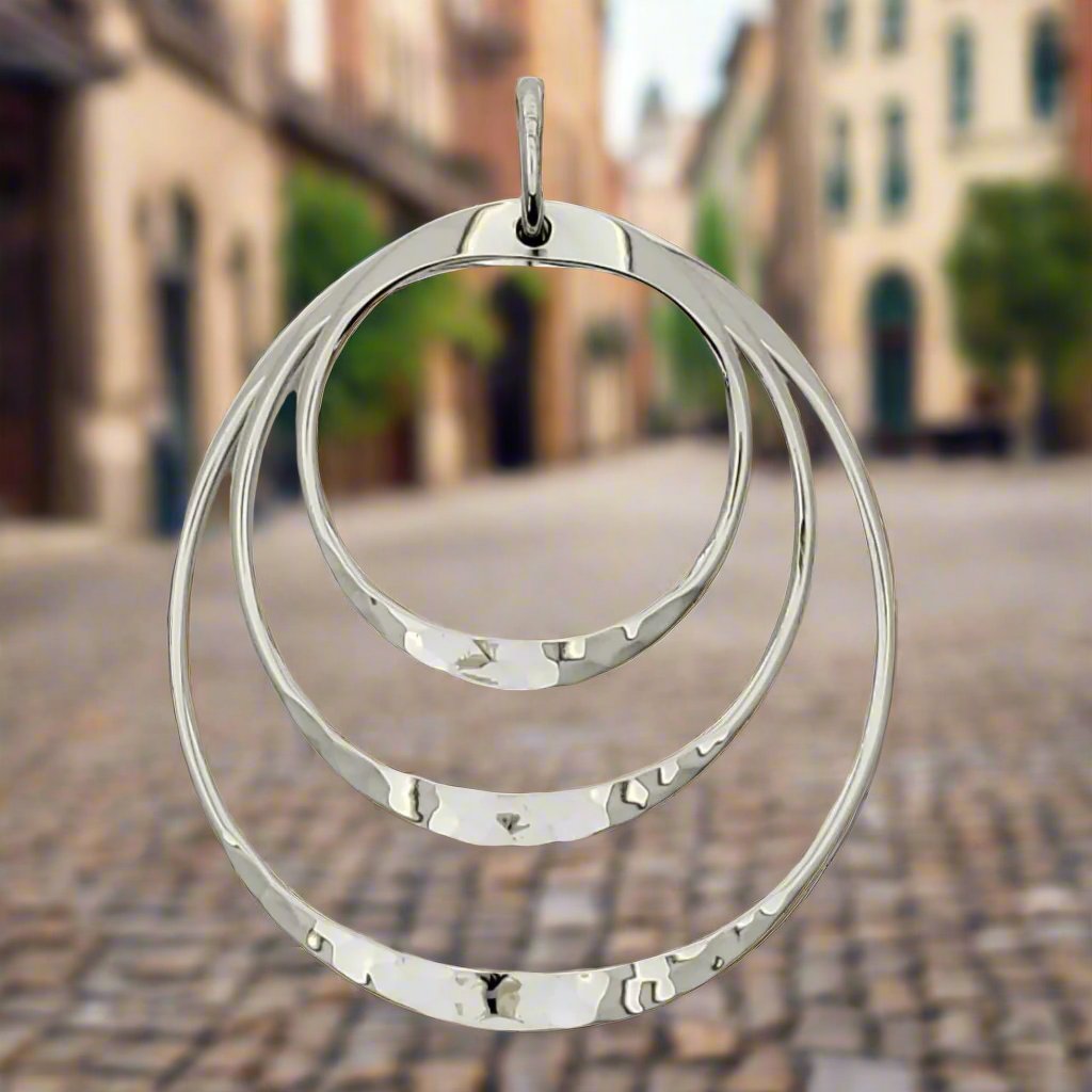 Sterling Silver Hammered Wavy Hoop Earrings