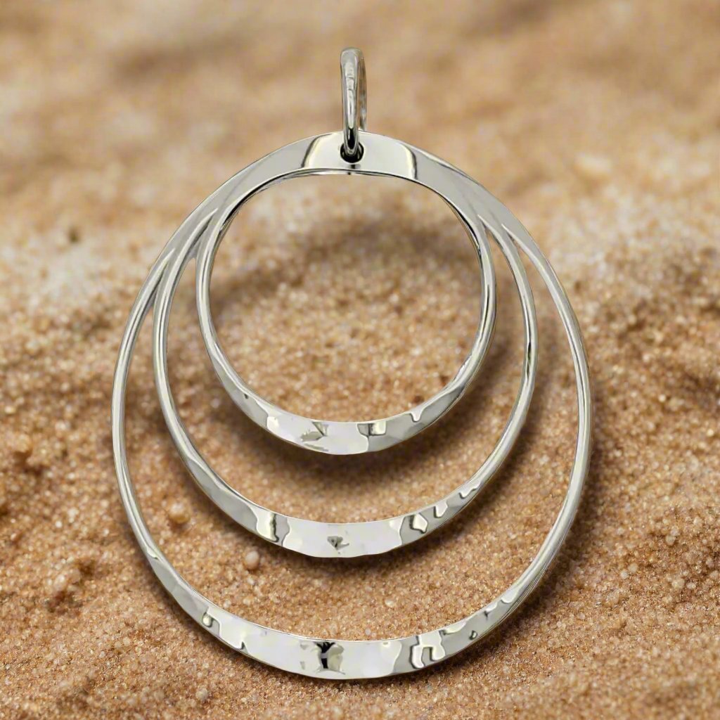 Sterling Silver Hammered Wavy Hoop Earrings