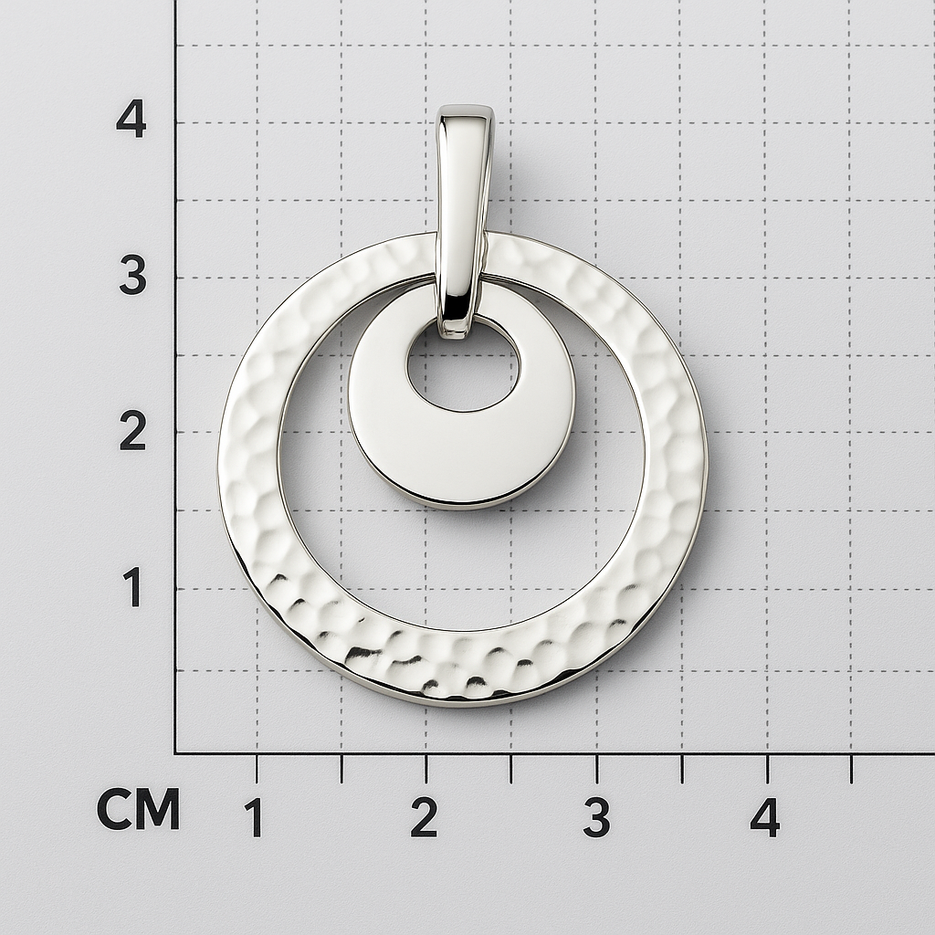 Sterling Silver Hammered Hoop Pendant with Irregular Design