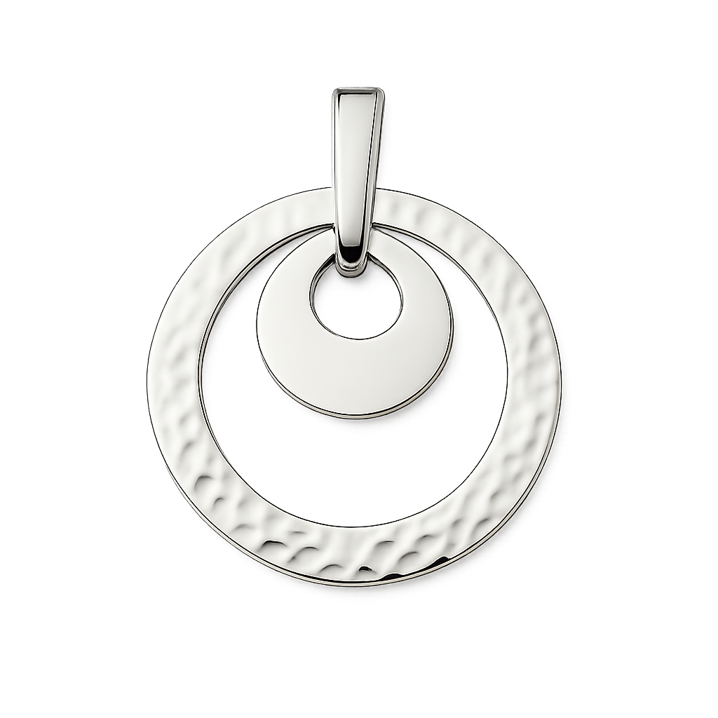 Sterling Silver Hammered Hoop Pendant with Irregular Design