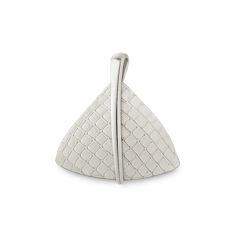 Sterling Silver Sea Inlaid Triangle Pendant with Bar