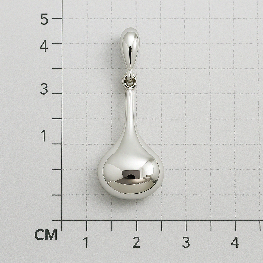 Glossy Crushed Pear Sterling Silver Pendant with Band